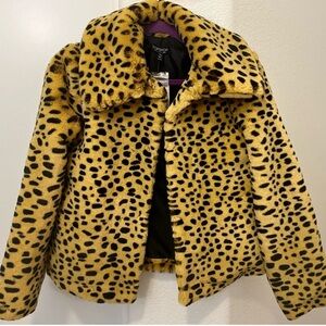 Top Shop Leopard Print Cropped Coat